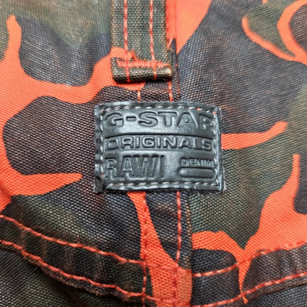 GStar Raw 5622 3D Jean 30 x 32 Tapered COJ Blaze Orange Black Camo Cotton Canvas